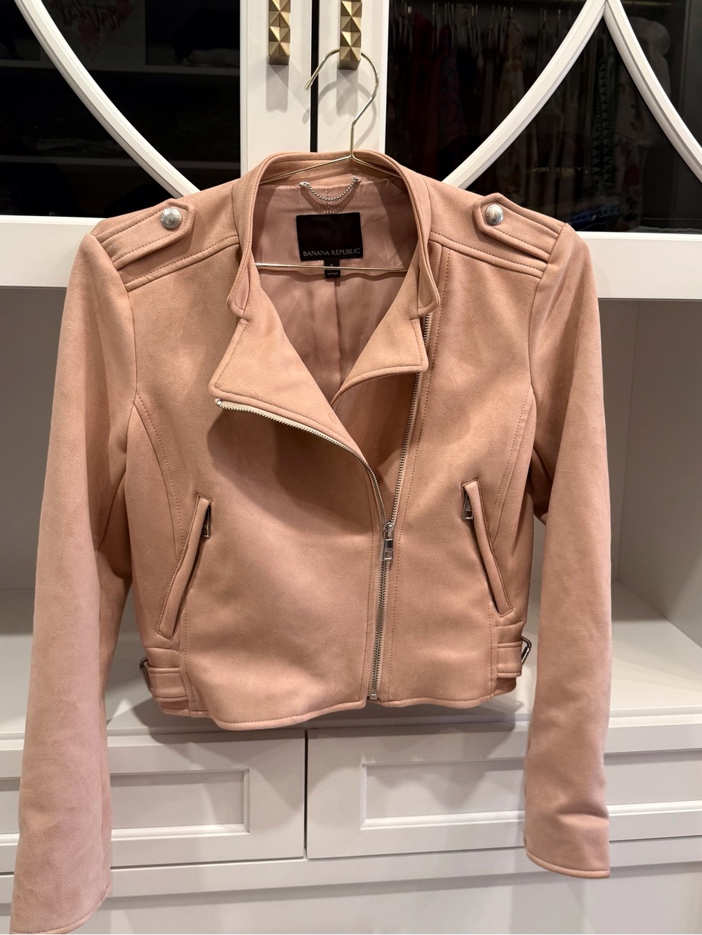 Banana Republic Blush Pink Suede Moto Jacket